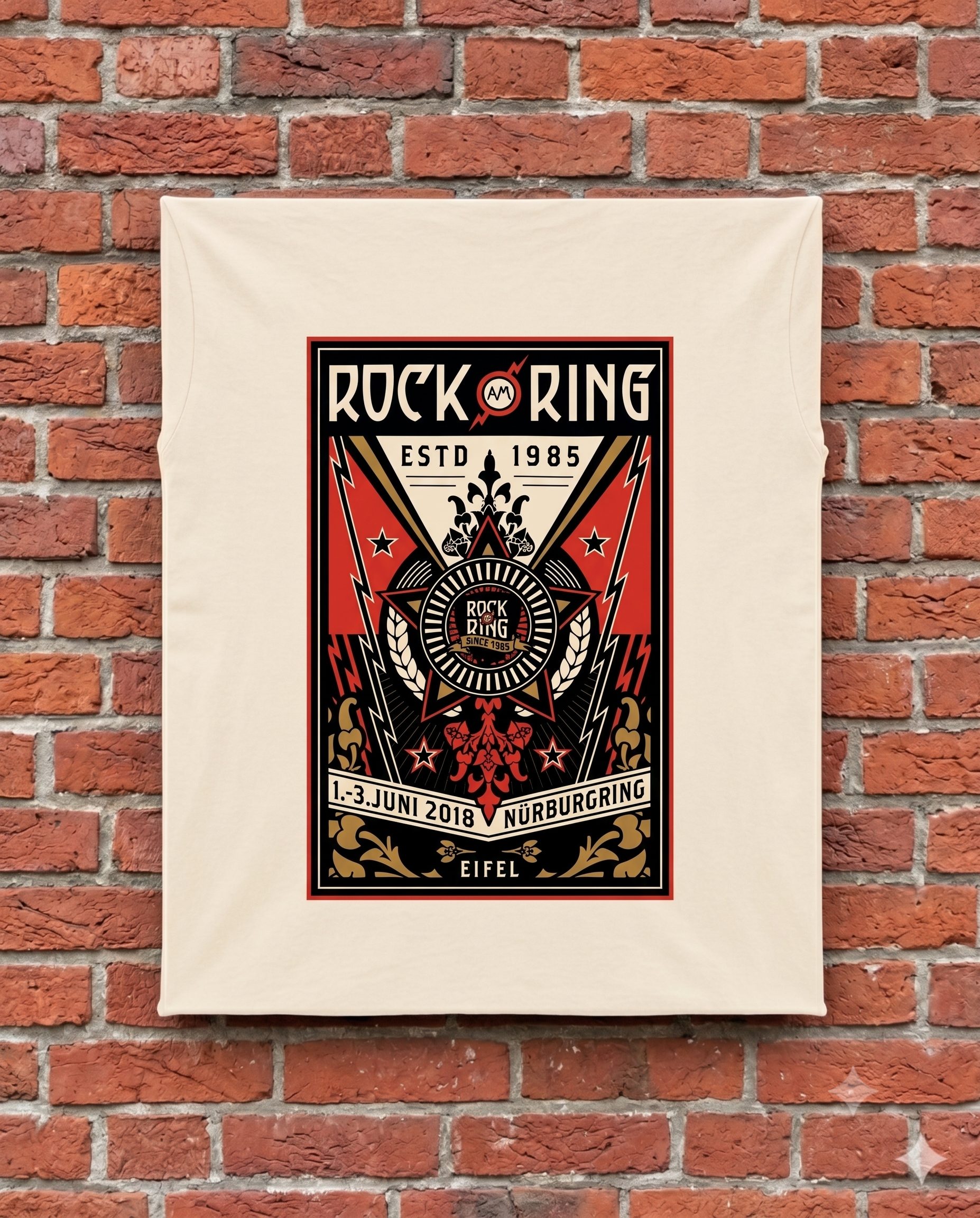 Rock am Ring T-Shirt am Mountee auf Backsteinwand #3