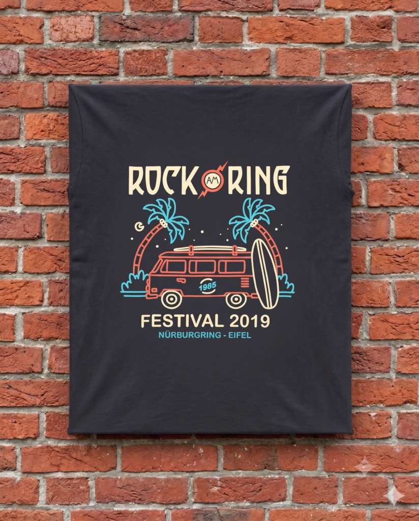 Rock am Ring T-Shirt am Mountee auf Backsteinwand #8