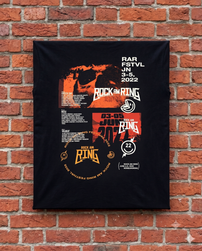 Rock am Ring T-Shirt am Mountee auf Backsteinwand #7