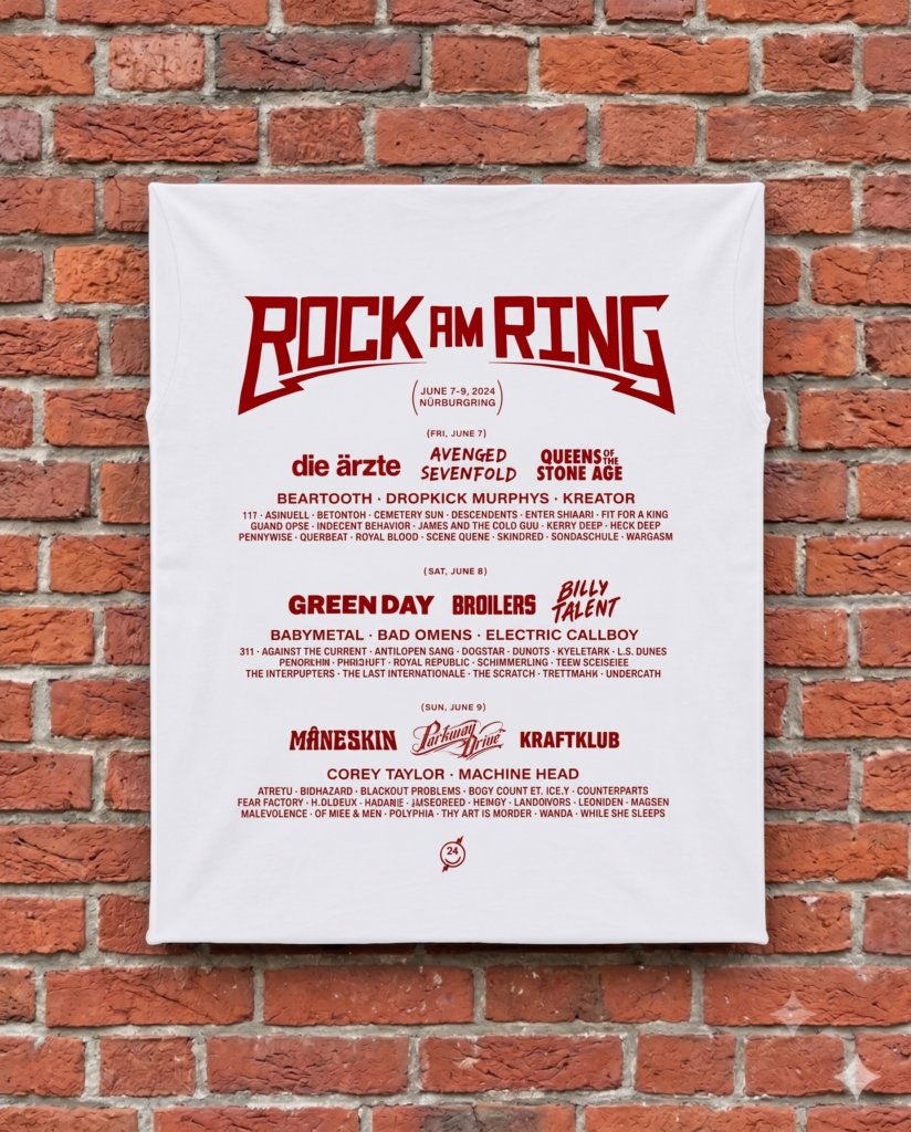 Rock am Ring T-Shirt am Mountee auf Backsteinwand #2